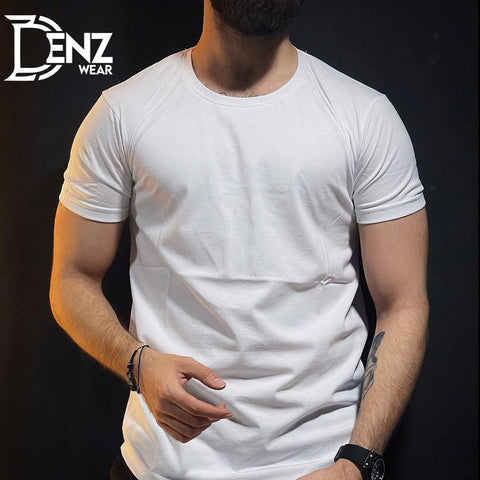 Plain Round Neck Tshirt, Thick Neck Rib, 100% Cotton Jersey DW-04