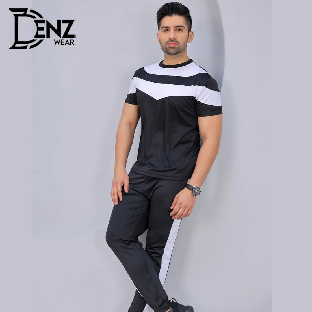 Black & White V-pennel Dry Fit Summer Tracksuit DW-12