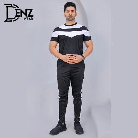 Black & White V-pennel Dry Fit Summer Tracksuit DW-12