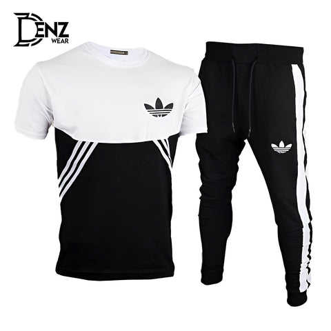 Black & White Contrasted Stripes Tracksuit For Men DW-20