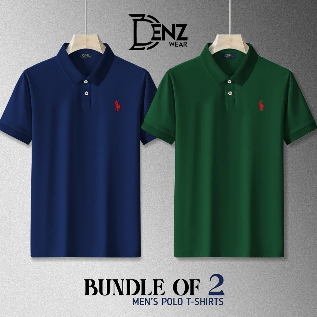 Pack Of 2 Stylish Embroidered Logo Polo For Men DW-28