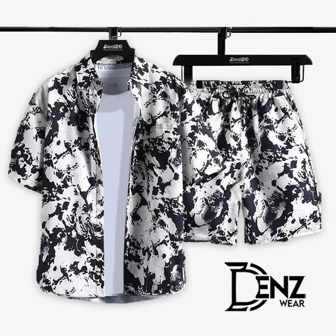 Men's Floral Printed Shirt and Shorts Set: Fashionable Summer Beachwear DW-36